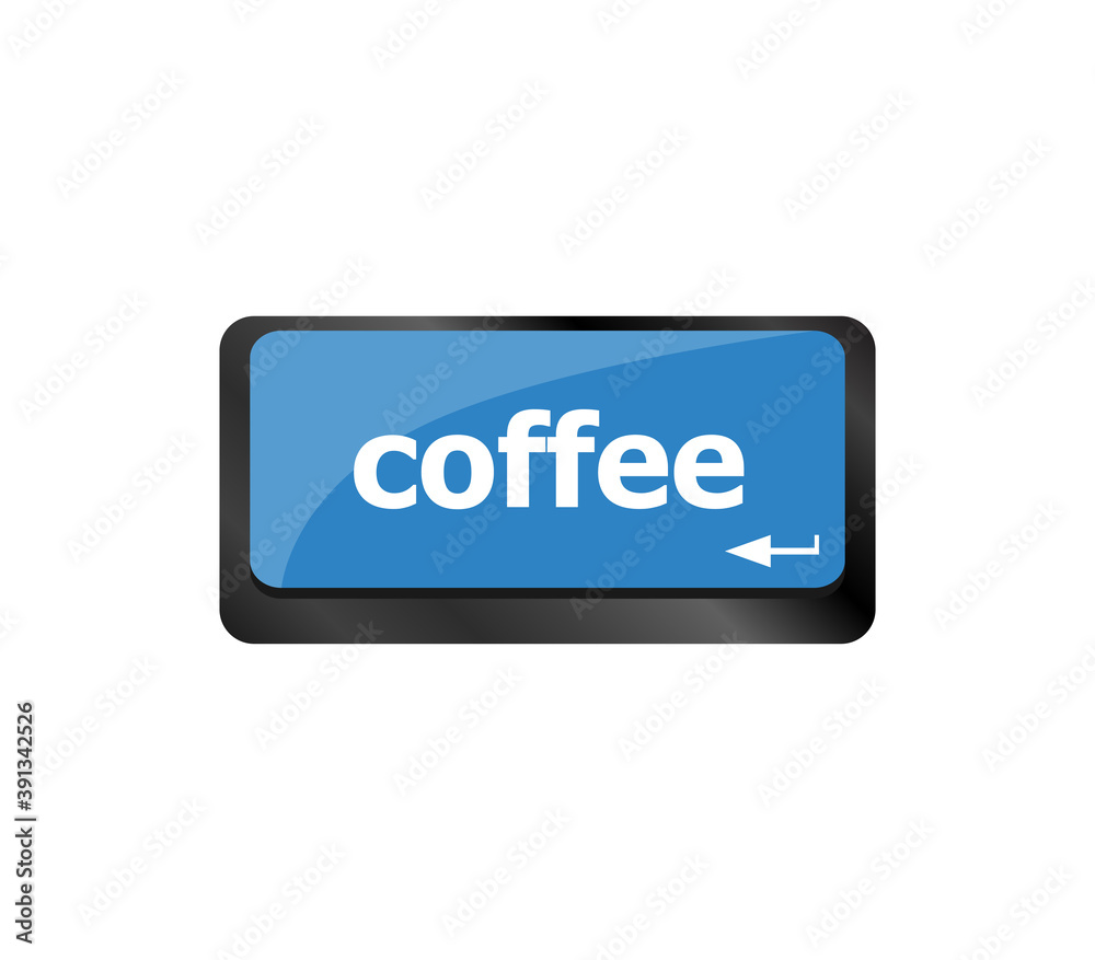 Poster computer keyboard keys with coffee break button