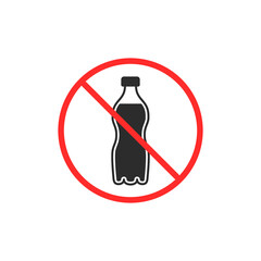 Water Bottle Ban sign, no plastic bottle icon. Vector isolated illustration