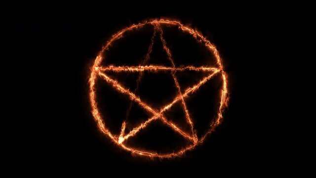 Burning pentagram symbol on alpha channel background