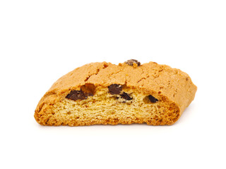 Cantucci biscuit with chocolate drops isolated on white background