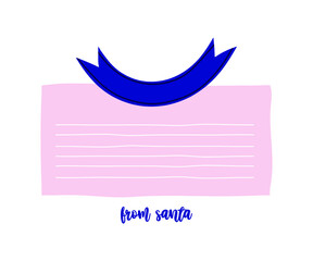 Christmas template letter from Santa. Frame for text with a ruler. Cute vector character illustration in hand-drawn scandinavian style. The limited pastel palette is ideal for any print