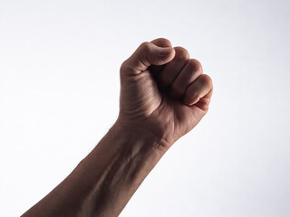 Fingers folded into a fist on a white background.