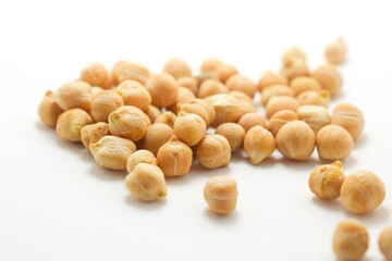 Pile of cooked chickpeas isolated. Chickpeas isolated on white background.