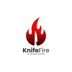  knife with a fire vector logo template