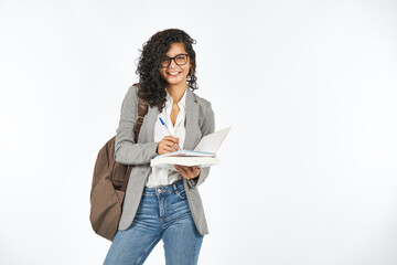 Brazilian college student with backpack ready to study