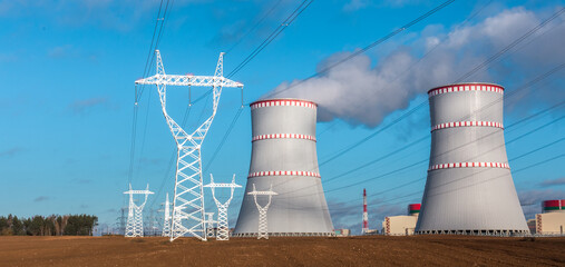 power line wires, electricity from a nuclear power plant of Belarus