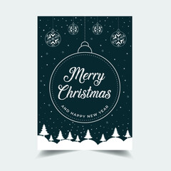 Obraz na płótnie Canvas Merry Christmas and Happy New Year flyer design vector template