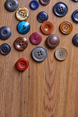 Background and texture of multicolored antique buttons