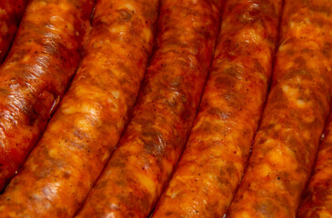 many sausages in close up
