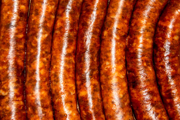 many sausages in close up