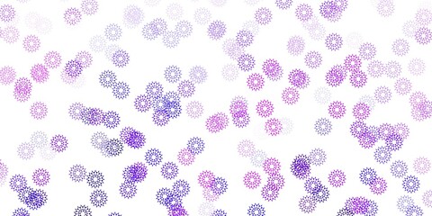 Light purple, pink vector doodle template with flowers.