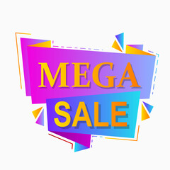 mega sale label promotion and advertisement with abstract origami