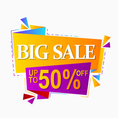 big sale label promotion with abstract origami speech bubble