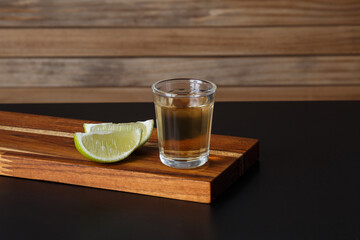 Cup of Cachaça or Pinga, a traditional Brazilian drink made from sugar cane.