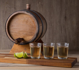 Cup of Cachaça or Pinga, a traditional Brazilian drink made from sugar cane.