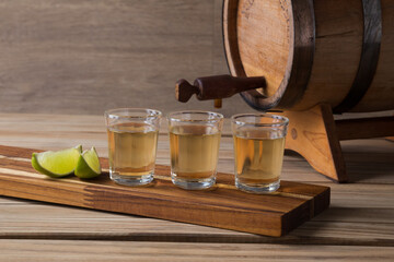 Cup of Cachaça or Pinga, a traditional Brazilian drink made from sugar cane.