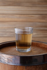 Cup of Cachaça or Pinga, a traditional Brazilian drink made from sugar cane.