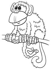 cartoon monkey comic animal character coloring book page