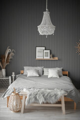 Beautiful bedroom in gray colors