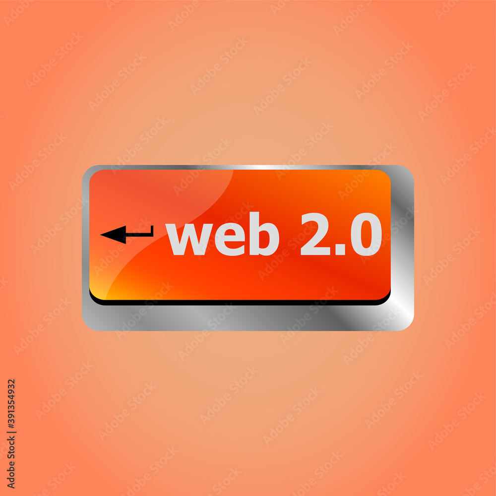 Poster web 2 0 rss or blog concept with internet computer key on keyboard