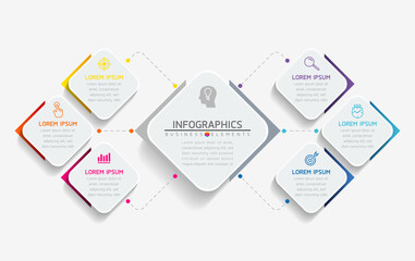 Vector elements for infographics. presentation and chart. steps or processes. 
options number workflow template design.6 steps. 