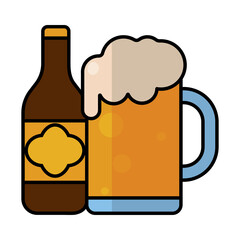 Isolated beer bottle october fest germany icon- Vector