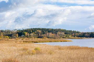 View of the area by the Lake Tjustrasket in autumn, Siuntio, Finland