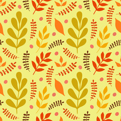 Decorative seamless pattern with doodle abstract leaves and branches. Background for design textures, backgrounds, fabric, wrapping paper. 
