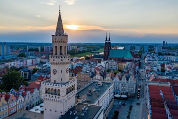 Aerial drone view on Opole town hall