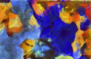 Abstract painting in vivid colors. 3D rendering