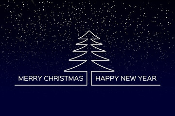 Merry Christmas and Happy New Year background with starry sky and with place for your text