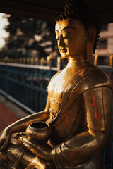 Large Golden Buddha Statue in the streets of Kathmandu