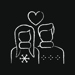 chalk icon, Hygge, couple in love
