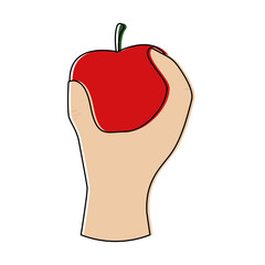 Isolated eat apple activity home with hands icon- Vector