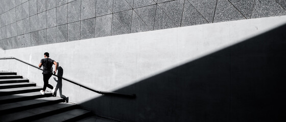 A Chinese man is exercising in the city