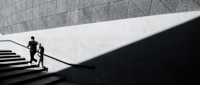 A Chinese man is exercising in the city