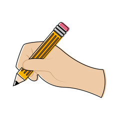 Isolated write with pencil activity home with hands icon- Vector