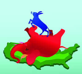 United States of America. Donkey and elephant. Democrat won the election. November 10, 2020
