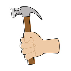 Isolated build hammer activity home with hands icon- Vector