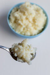 spoon of home made rice pudding 