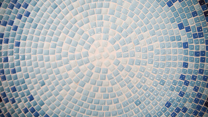Blue patterned tile overhead shot