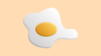 Fried egg, Icon flat design on yellow background, Vector illustration
