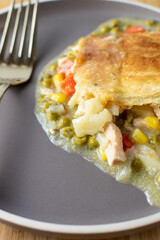 home made chicken and vegetable pie 
