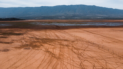 cattle footprints in the desert on the way to watering place