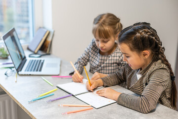 Portrait of two person nice-looking attractive charming cute lovely positive funny cheerful cheery...