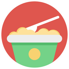 
Baby food. Children’s porridge, oatmeal, a bowl of cereal, flat vector icon 
