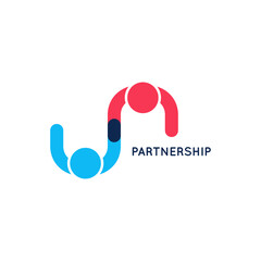 Partnership business logo. Teamwork logo on white - 391371103
