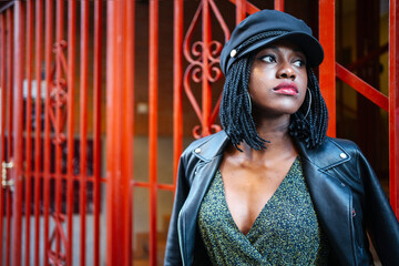 Stylish Black Woman On The Streets.