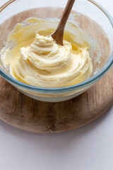 bowl of buttercream icing 