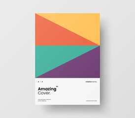 Naklejka premium Amazing business presentation vector A4 vertical orientation front page mock up. Modern corporate report cover abstract geometric illustration design layout. Company identity brochure template.